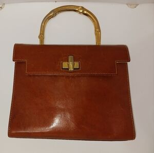 Rare 1970s Vintage FURLA structured kelly-like bag